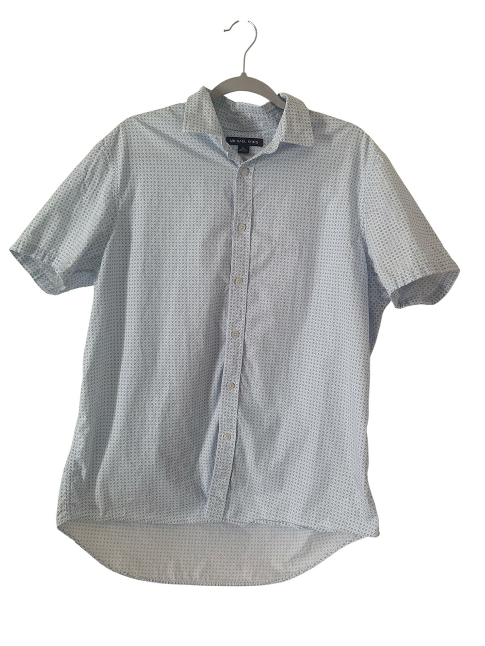 Michael Kors Men's Short Sleeve Button Down Shirt Geometric Print XL Cotton